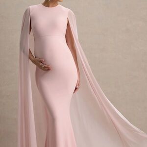 Club L London CURRANT
Pink Crew-Neck Maternity Maxi Dress With Cape | worn once